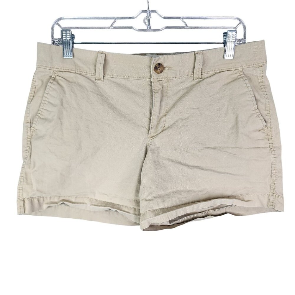 Womens Old Navy Khaki Shorts 6" Inseam Cotton/Spandex Blend Stretch Size 8
